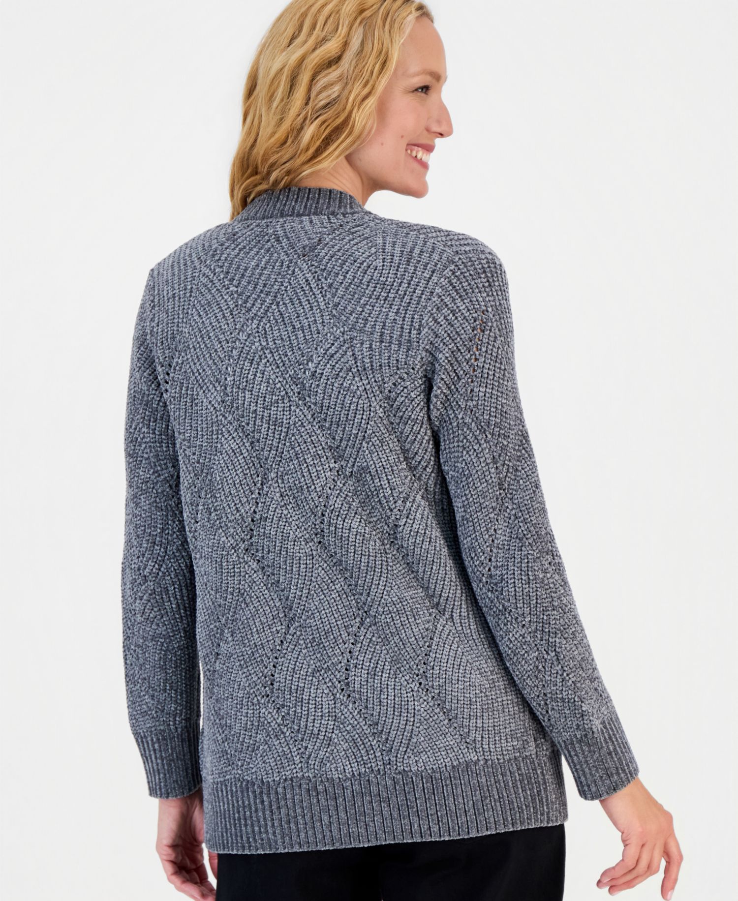 Women's Cable-Knit Chenille Cardigan