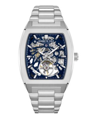 Men's Automatic Skeleton Milford Silver-Tone Stainless Steel Watch 40x52.5mm
