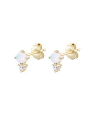Lab-grown Opal Seed Stud Earrings in 14k Gold-Plated Sterling Silver