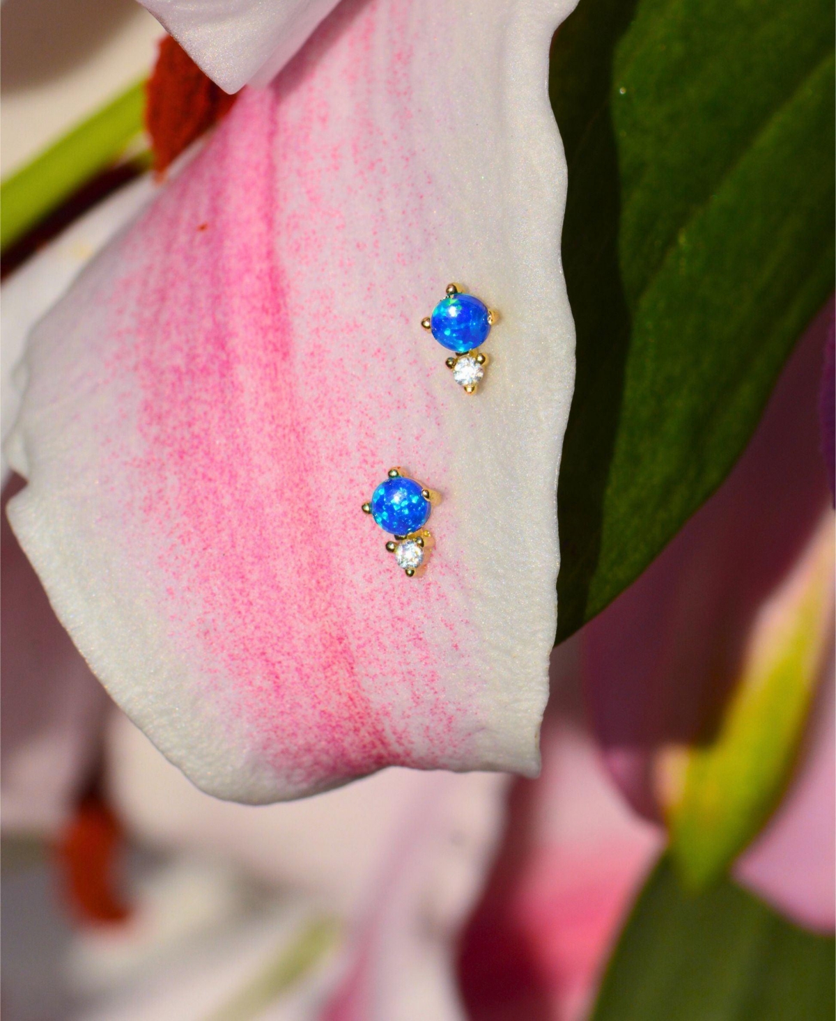 Kamaria Lab-grown Opal Seed Stud Earrings in 14k Gold-Plated Sterling Silver