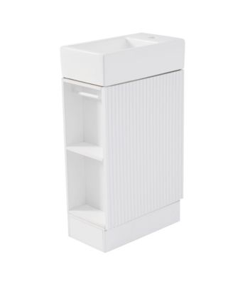 18.6 Inch Bathroom Vanity with Sink Freestanding Vanity Cabinet with Two Tier Shelf Orientation Modern Space Saving Bathroom Storage Furniture