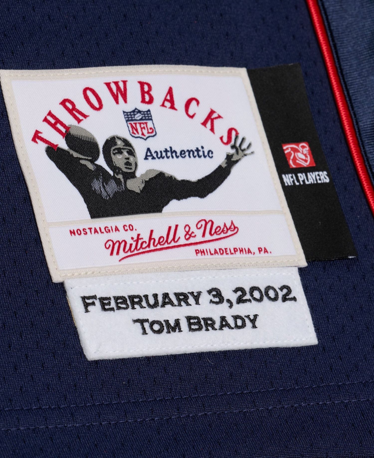 Men's Tom Brady Navy New England Patriots Super Bowl XXXVI Authentic Throwback Jersey
