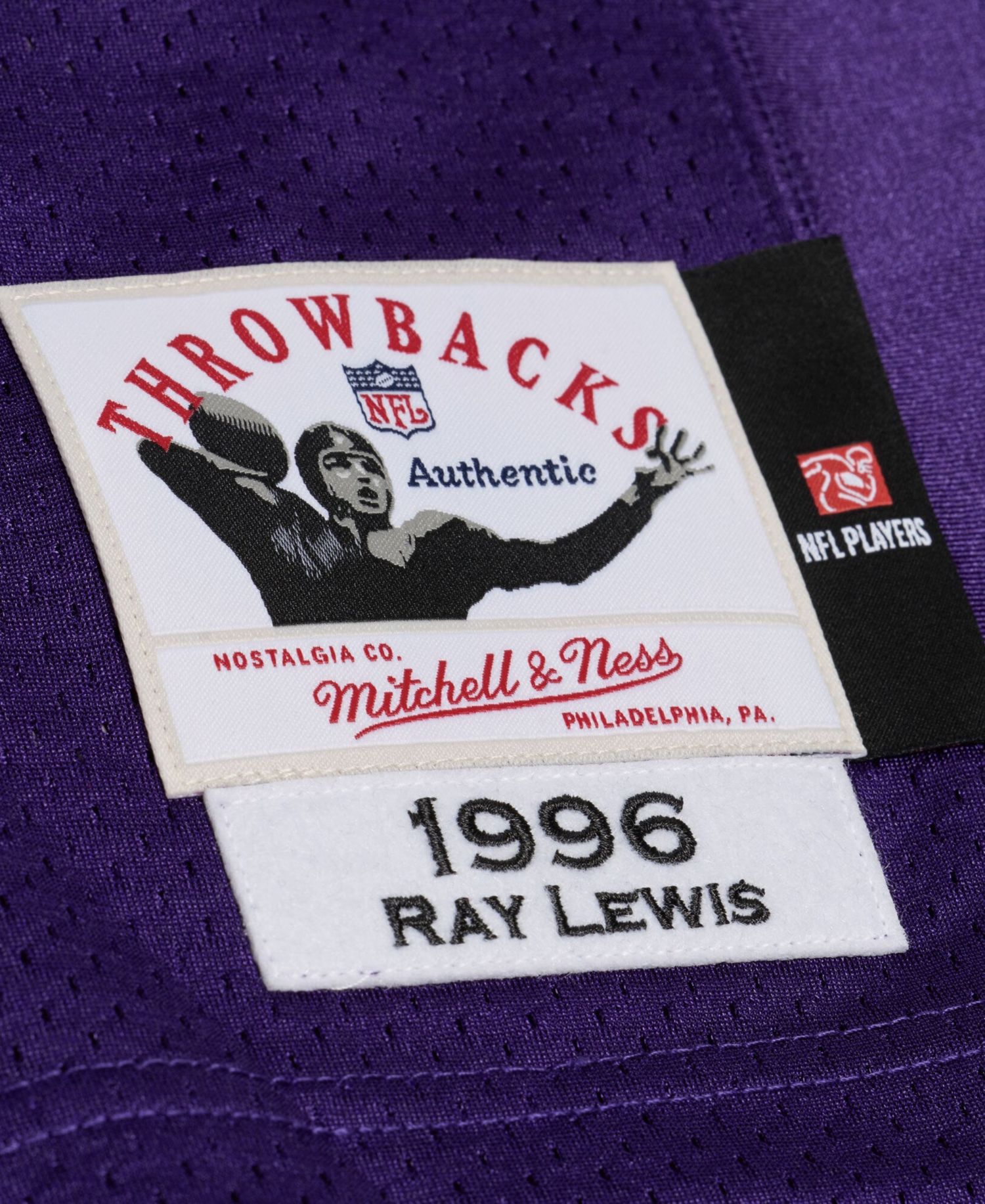 Men's Ray Lewis Purple Baltimore Ravens 1996 Authentic Throwback Jersey