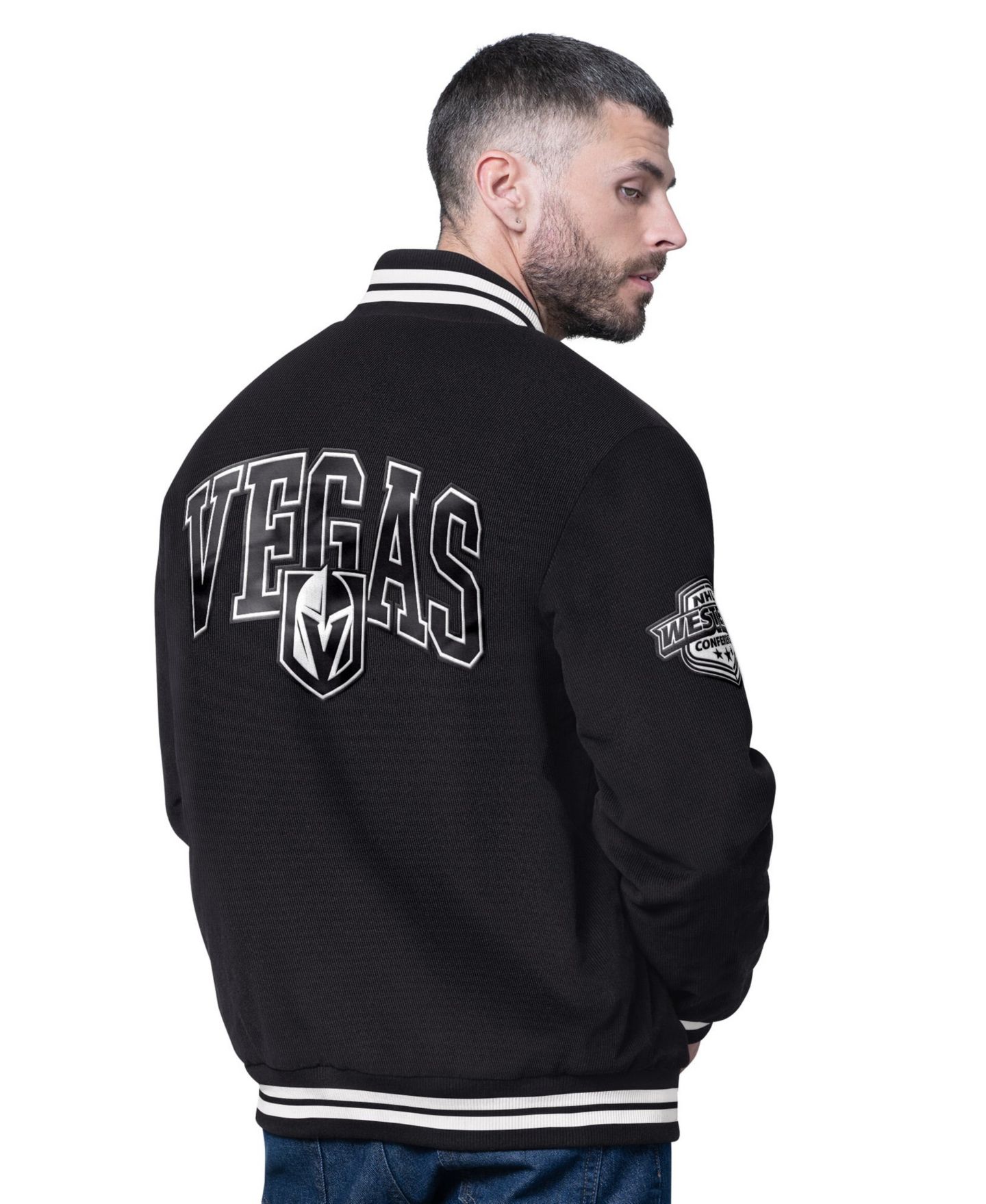 Мужская куртка Starter Black Vegas Golden Knights Blackout Varsity — фото 2
