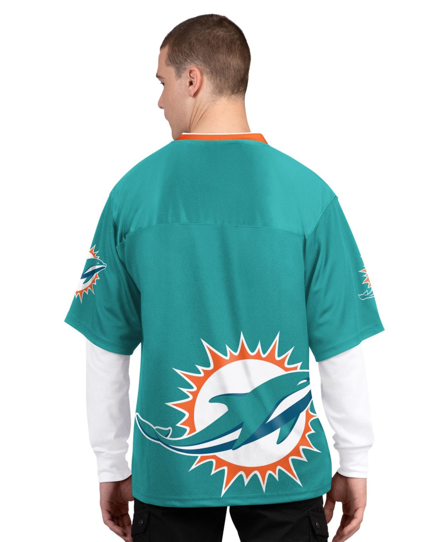 Men's Aqua/White Miami Dolphins Short Sleeve & Long Sleeve T-Shirt Combo Pack