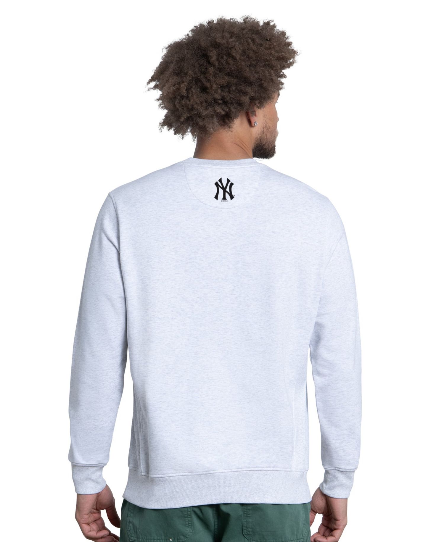 Men's Heather Gray New York Yankees Face of Ice Blue French Terry Sweatshirt