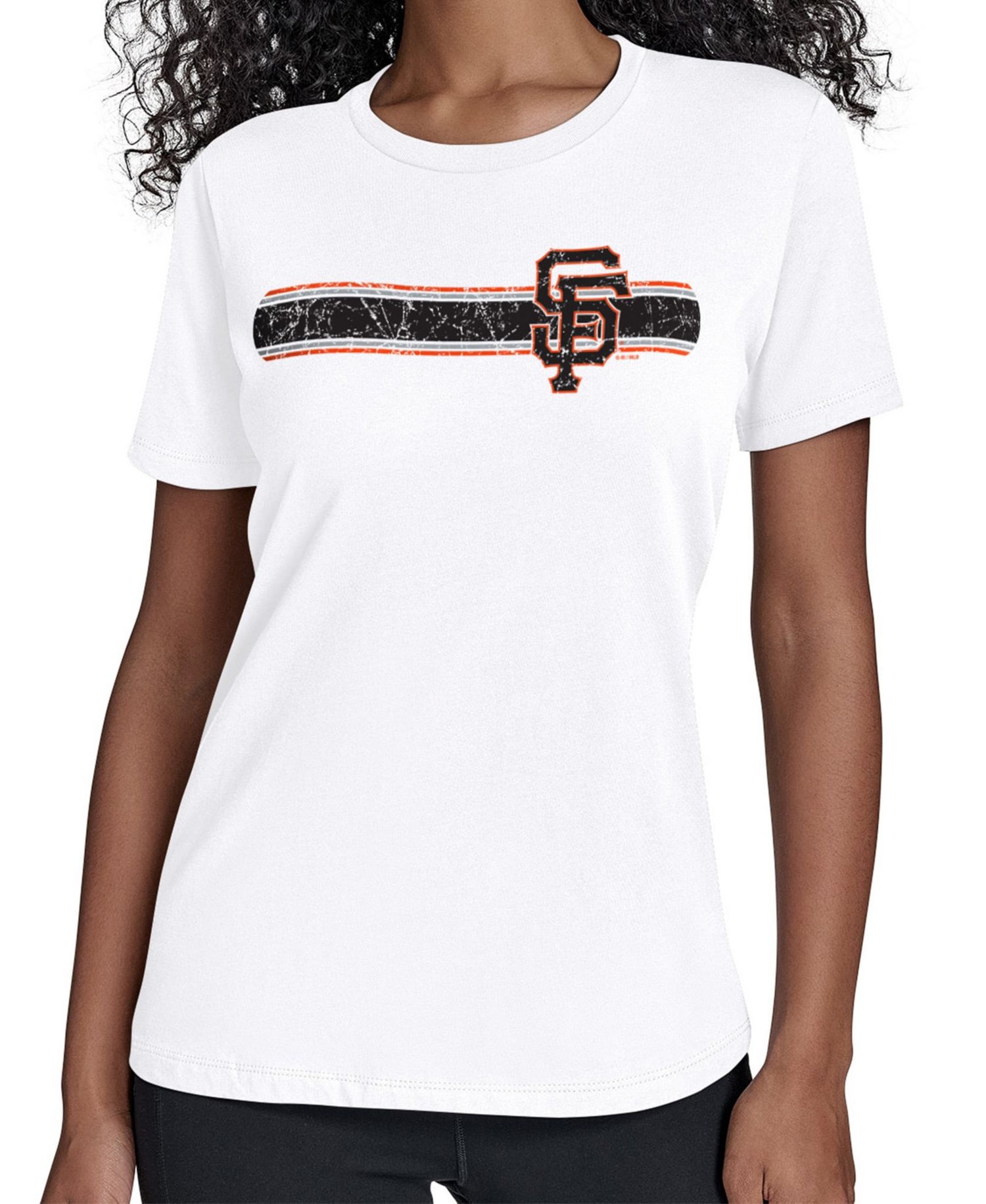 Women's White San Francisco Giants Team Stripe T-Shirt