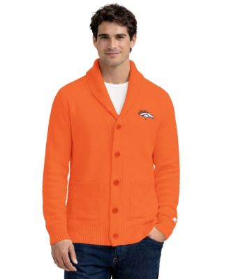 Men's Orange Denver Broncos Shawl Collar Heavy Knit Cardigan Sweater