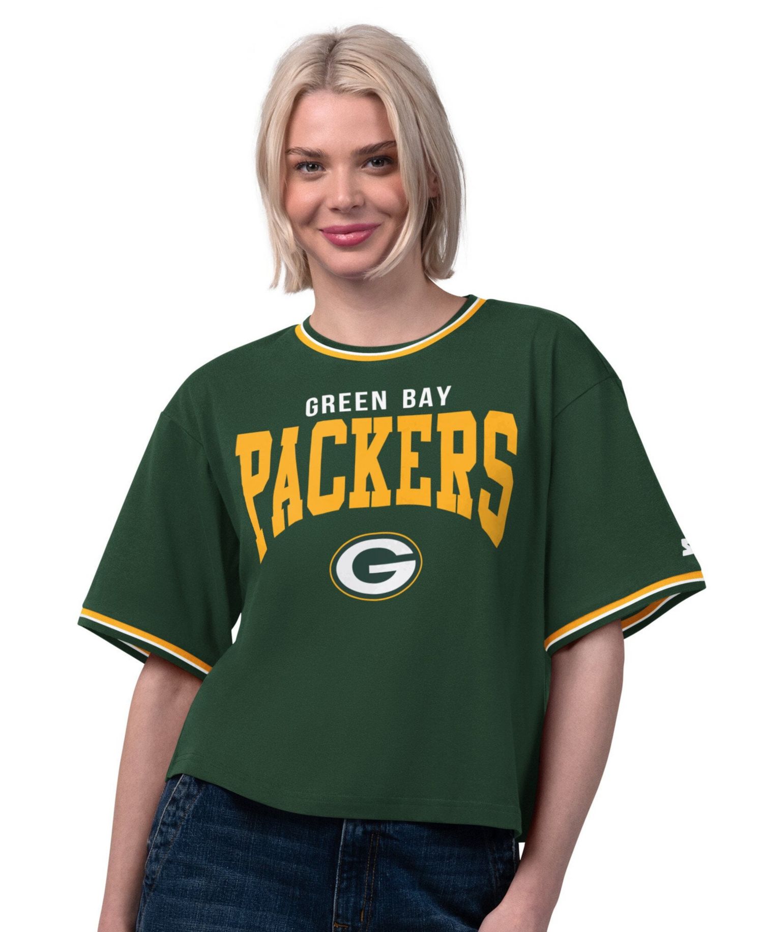 Women's Green Green Bay Packers Ace Cropped T-Shirt