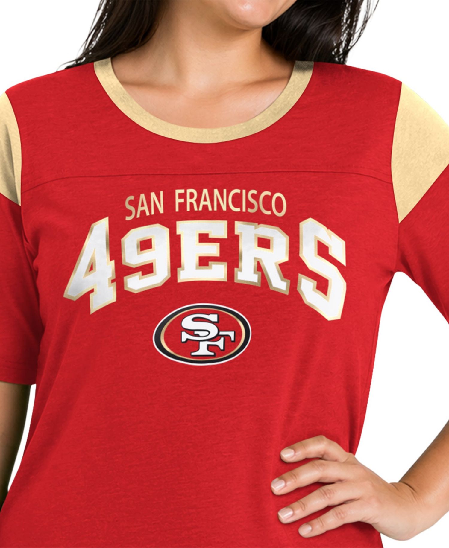 Women's Scarlet San Francisco 49ers Plus Size Linebacker Slub T-Shirt