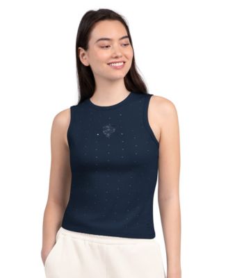 Women's Navy Chicago Bears Rhinestone Sprinkle Ribbed Tank