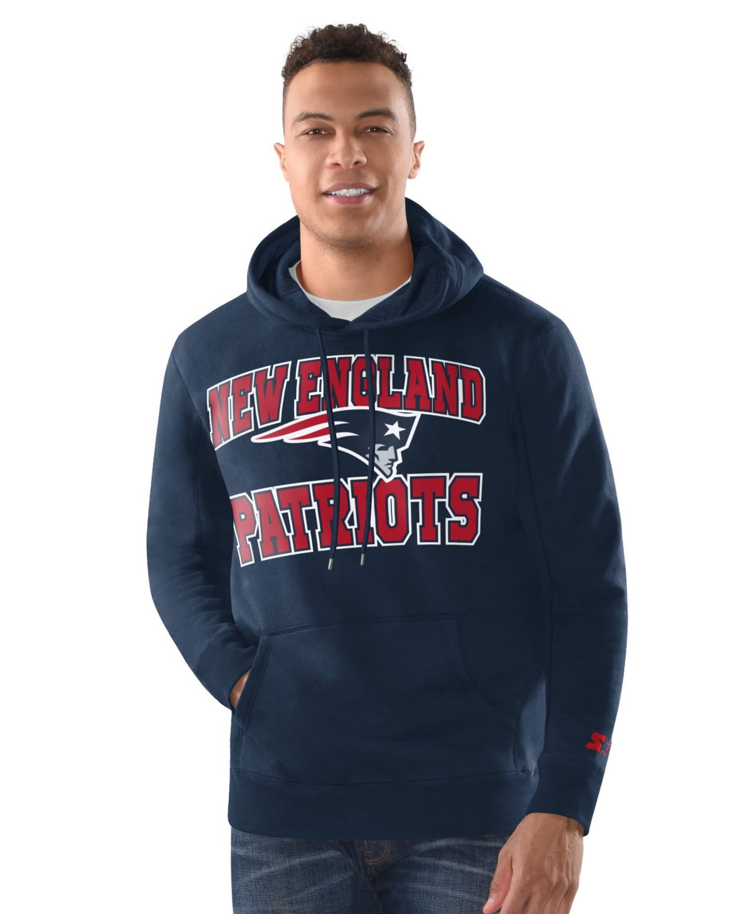 Men's Navy New England Patriots Hoodie and Cuffed Knit Hat Combo Pack