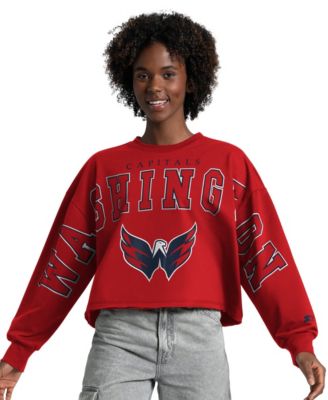 Women's  Red Carolina Hurricanes Bleachers Cropped Drop Shoulder Sweatshirt