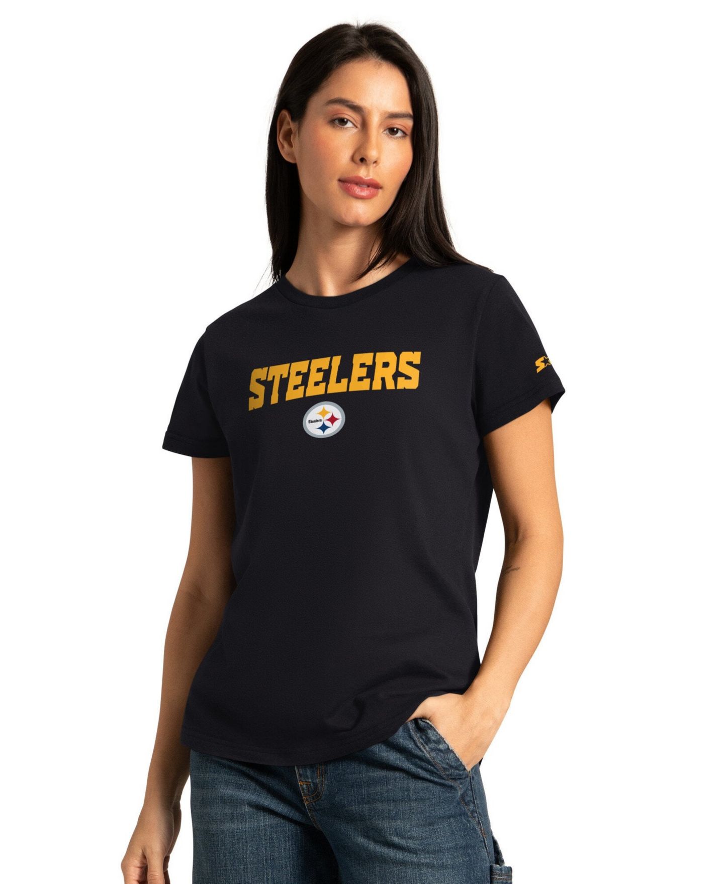 Женские футболки Starter Black/Ash Jacksonville Jaguars Short Sleeve & Long Sleeve T-Shirt Combo Pack — фото 2
