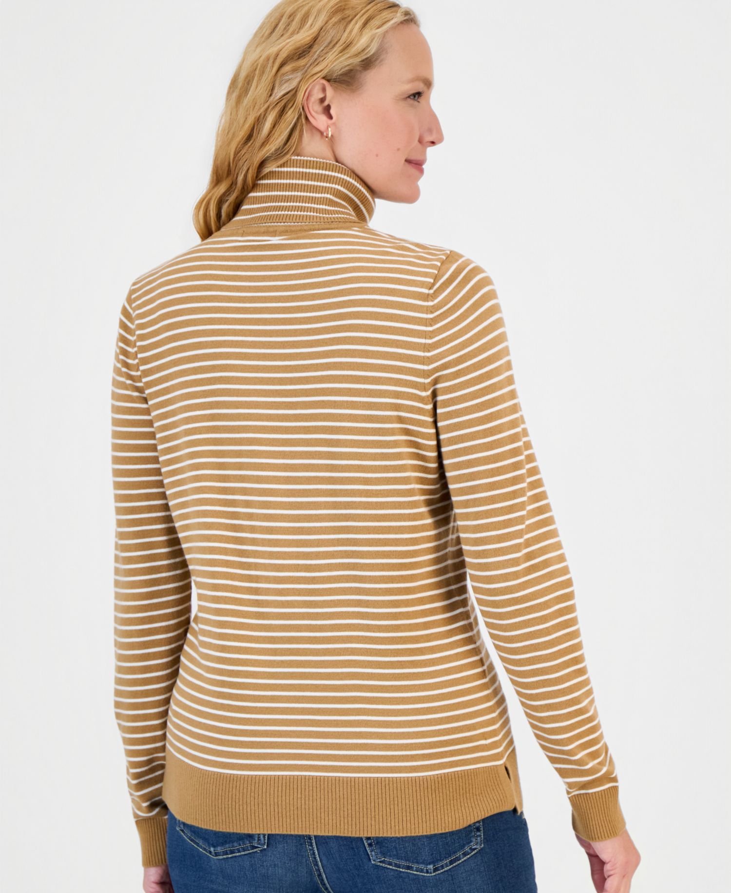 Women's Stripe Long-Sleeve Turtleneck Sweater
