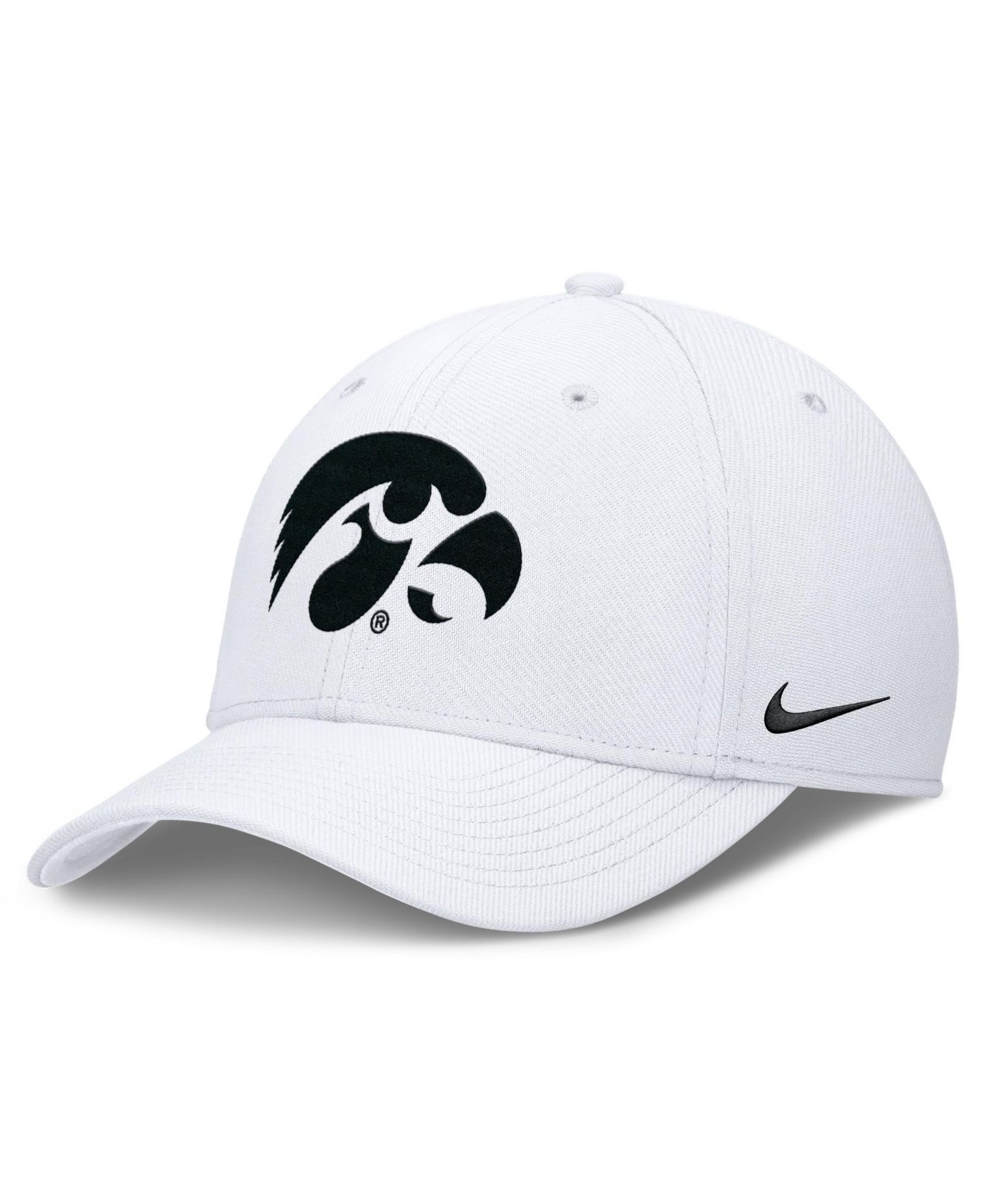 Мужской головной убор Nike White Iowa Hawkeyes Rise SwooshFlex Dri-FIT Hat — фото 1