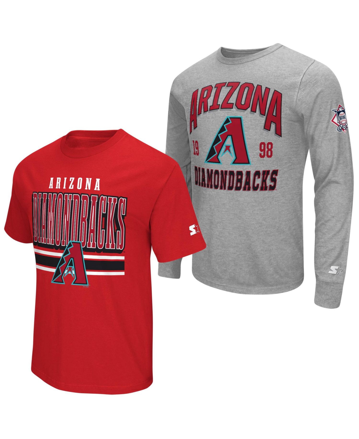 Men's Heather Gray/Red Arizona Diamondbacks Two-Pack Long Sleeve & Short Sleeve T-Shirt Set