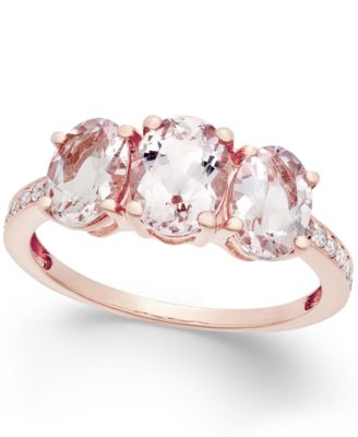 Morganite (2 ct. t.w.) and Diamond (1/10 ct. t.w.) Ring in 14k Rose ...