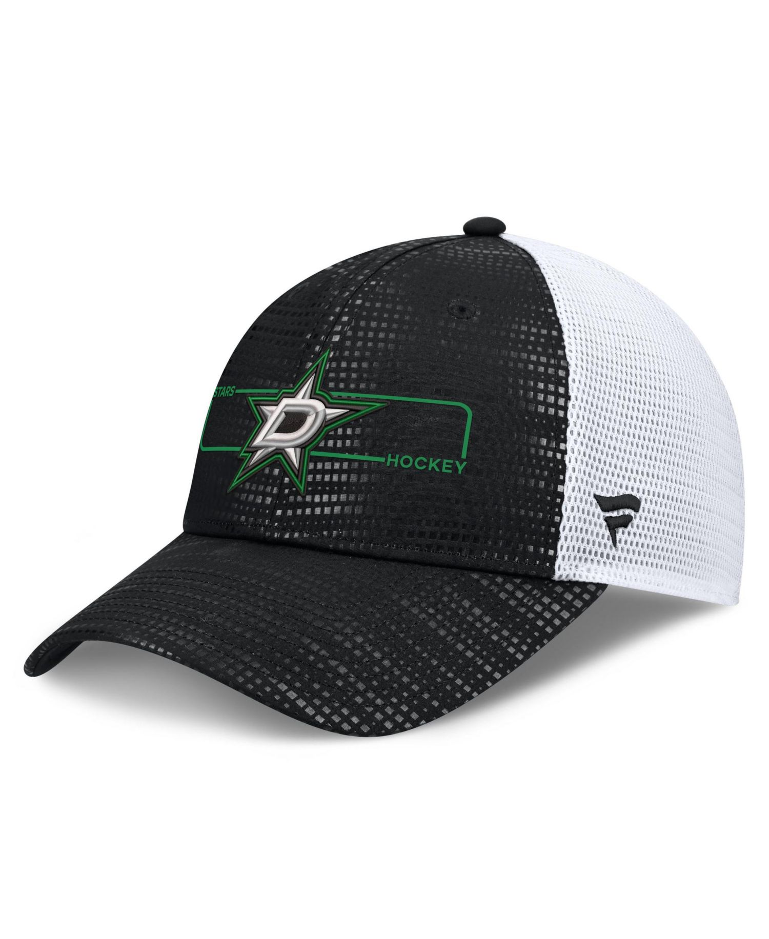Men's Black Dallas Stars Authentic Pro Rink Boxed Logo Trucker Hat