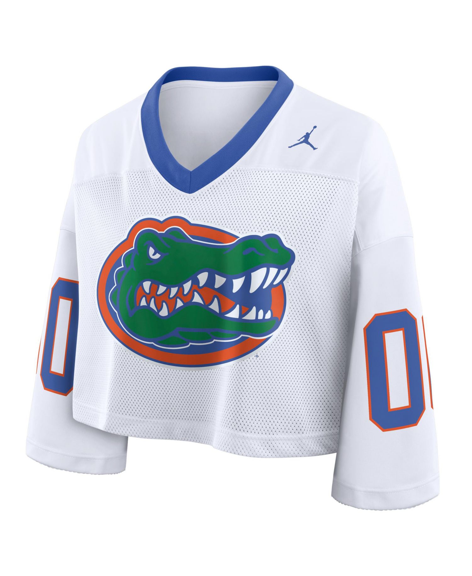 Women's White Florida Gators Oversized Logo Cropped Fashion Jersey