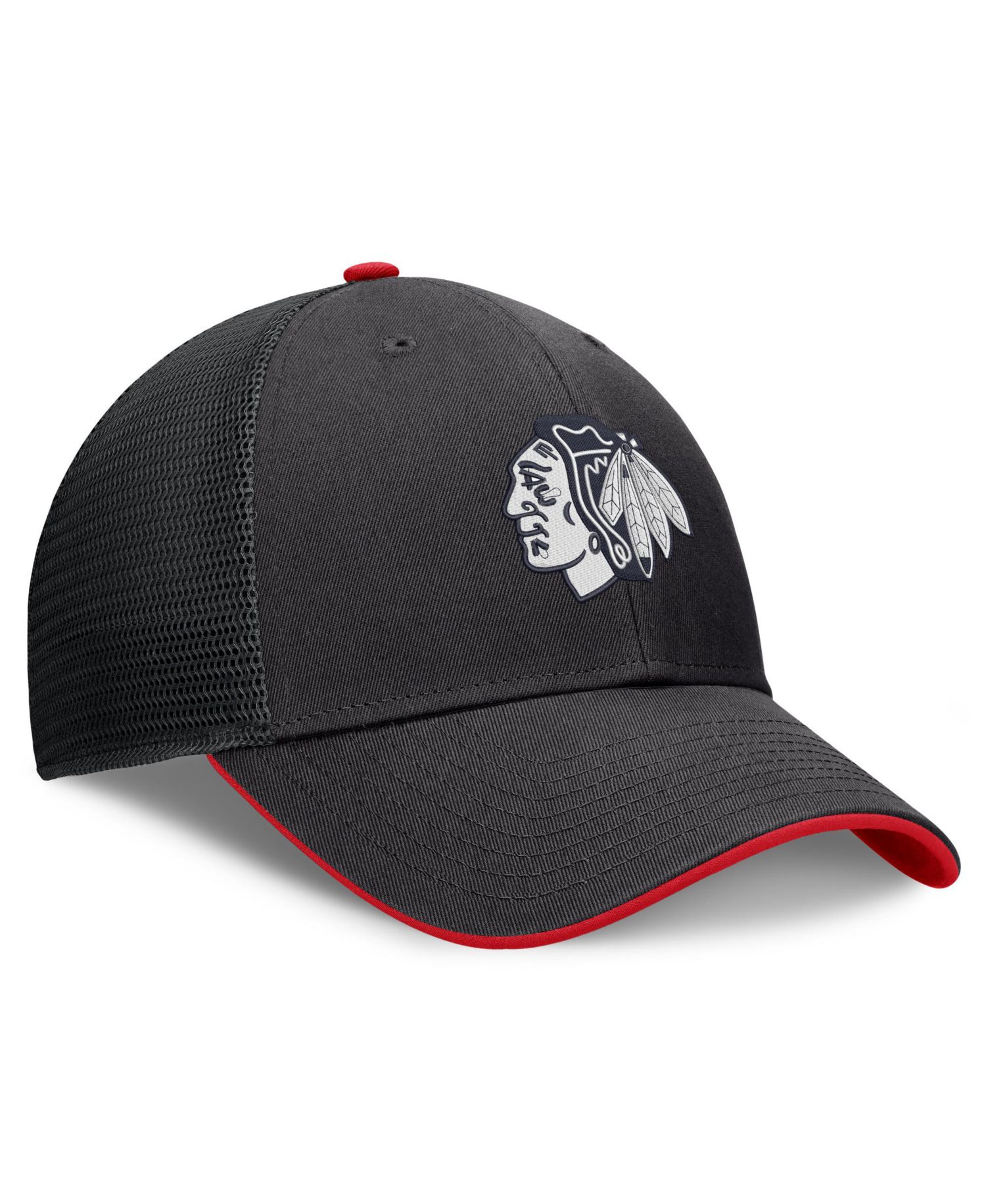 Men's Black Chicago Blackhawks Fundamental Limits Trucker Adjustable Hat