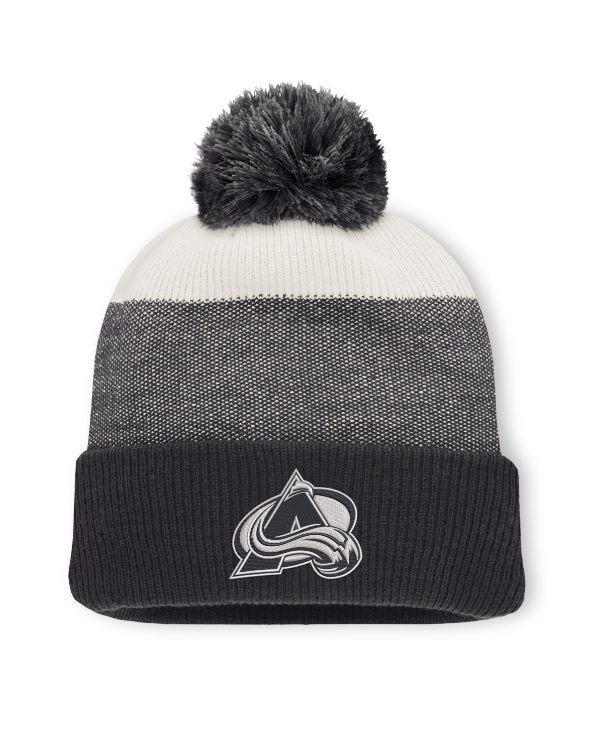 Men's Fanatics Black/Light Beige Colorado Avalanche Monochrome Cuffed Knit Hat with Pom - Black, Light Beige