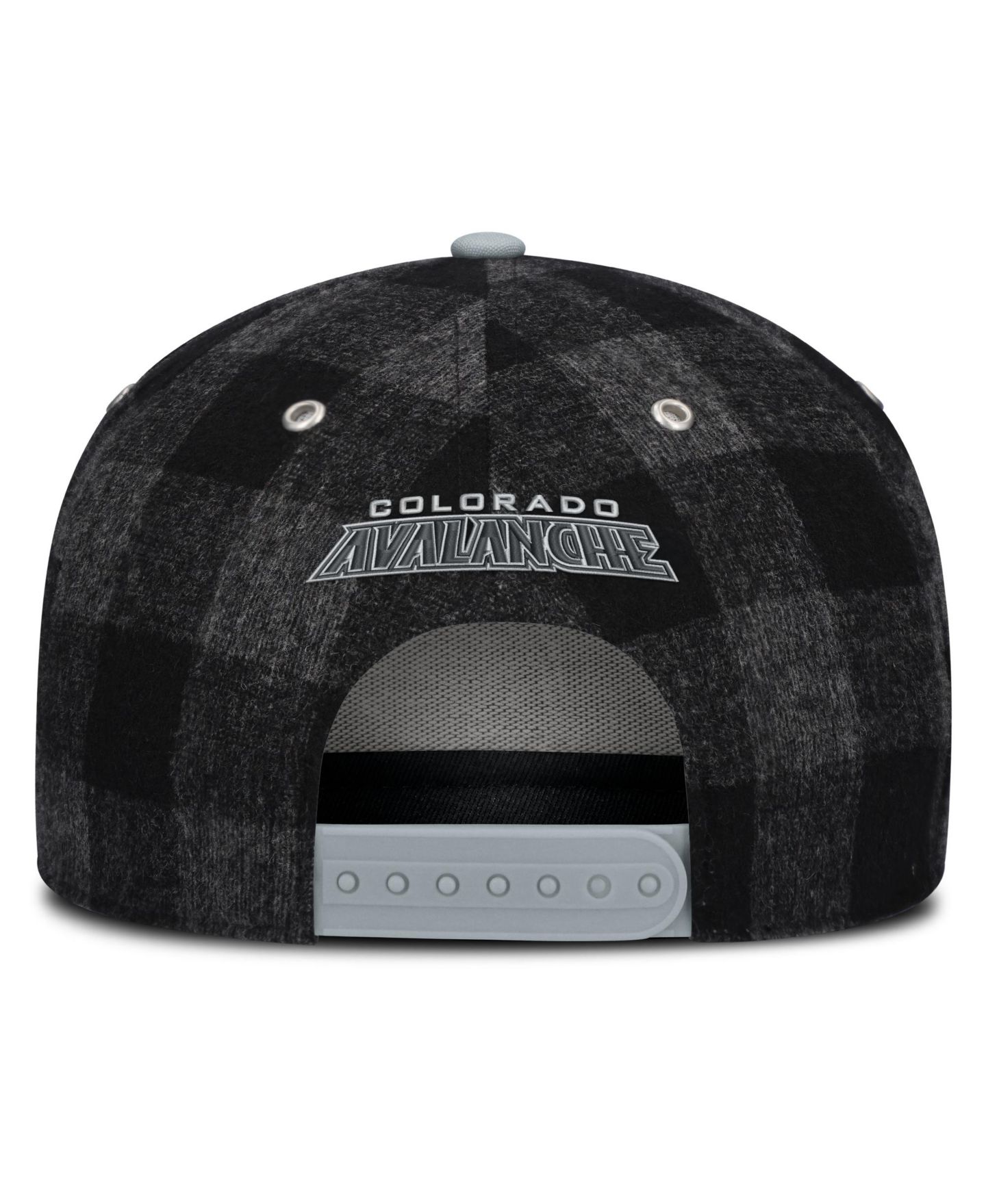 Мужская кепка Fanatics Black/Gray Colorado Avalanche Huntsman Plaid A-Frame Adjustable Hat — фото 4