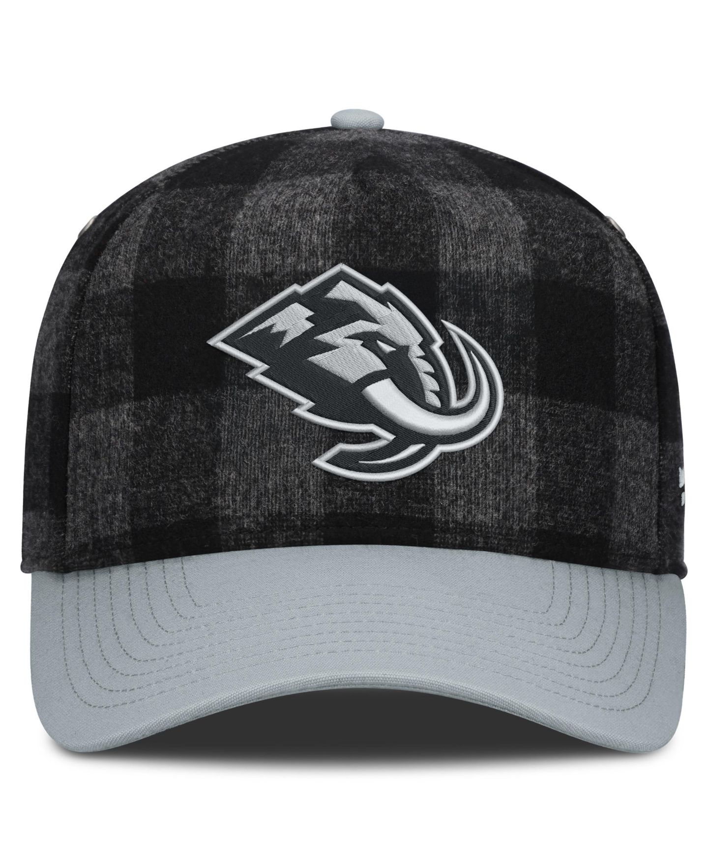 Мужская кепка Fanatics Black/Gray Utah Mammoth Huntsman Plaid A-Frame Adjustable Hat — фото 2