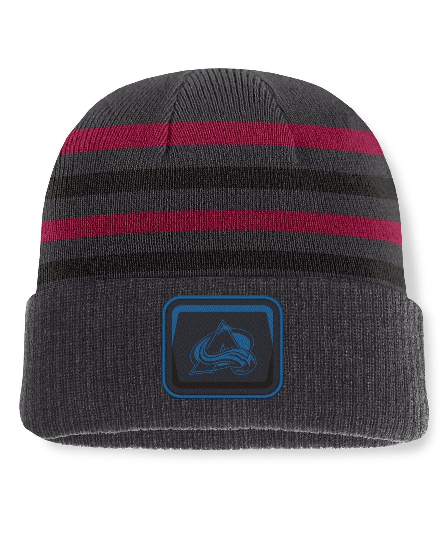 Мужская шапка Fanatics Charcoal Colorado Avalanche Knurly Stripe Cuffed Knit Hat — фото 1