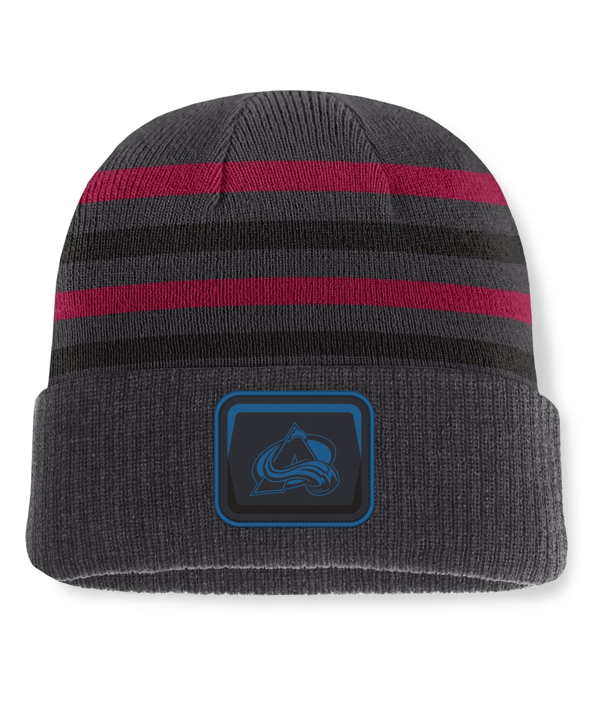 Men's Fanatics Charcoal Colorado Avalanche Knurly Stripe Cuffed Knit Hat