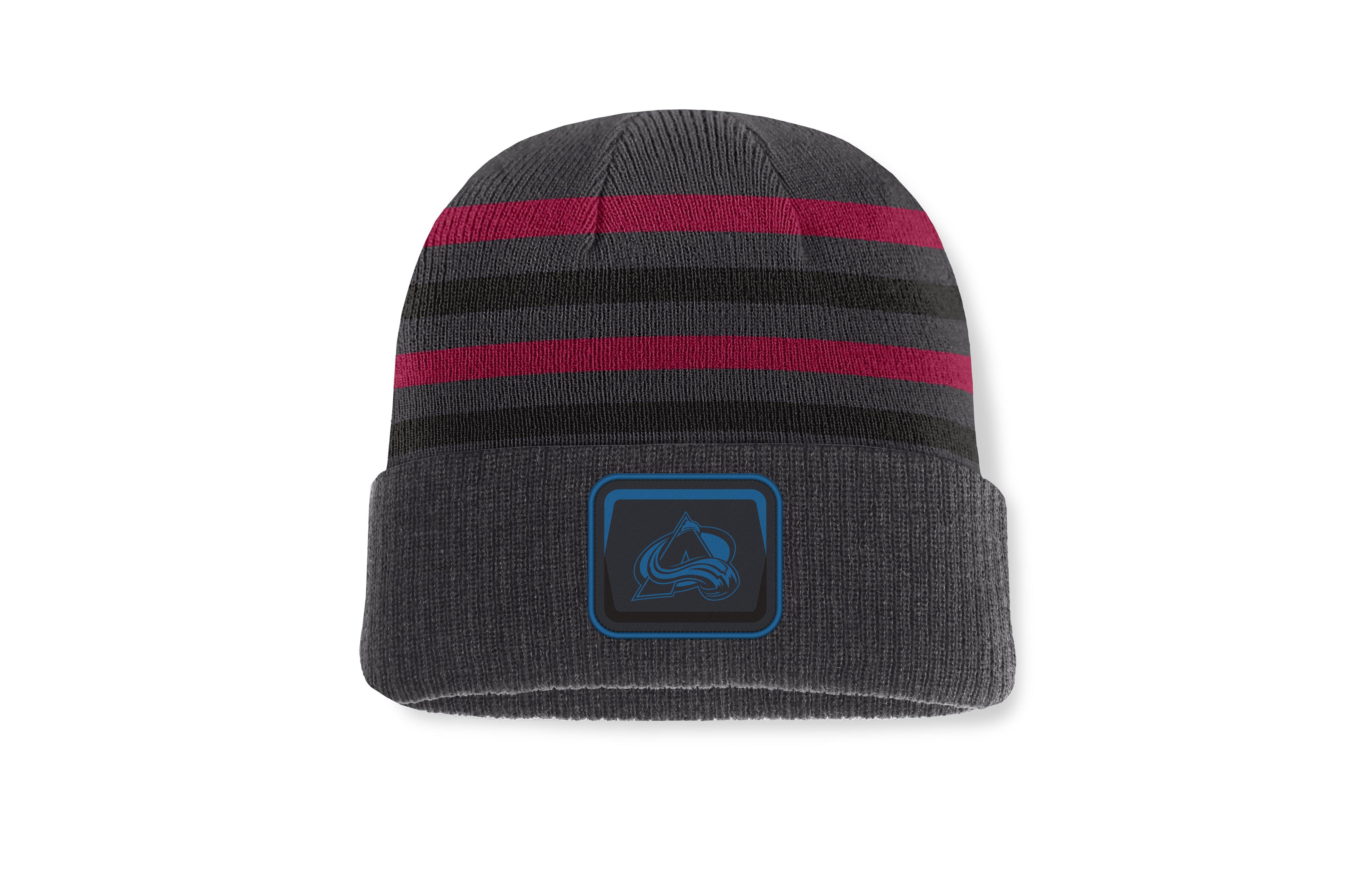 Men's Fanatics Charcoal Colorado Avalanche Knurly Stripe Cuffed Knit Hat