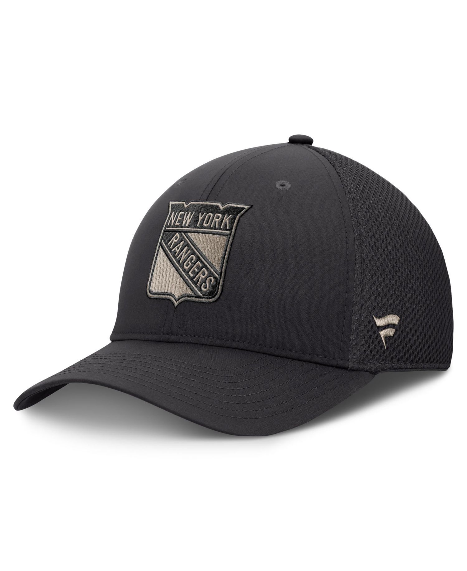 Men's Charcoal New York Rangers Road Meshback Stretch Hat