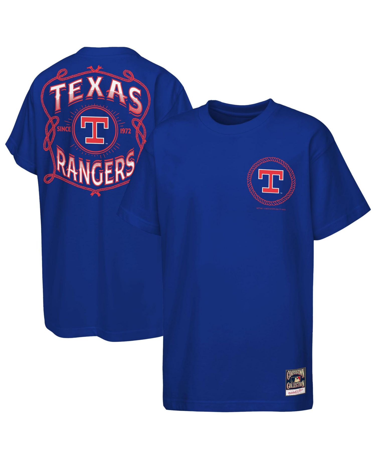 Big Boys and Girls Royal Texas Rangers Cooperstown Rodeo Rope T-Shirt