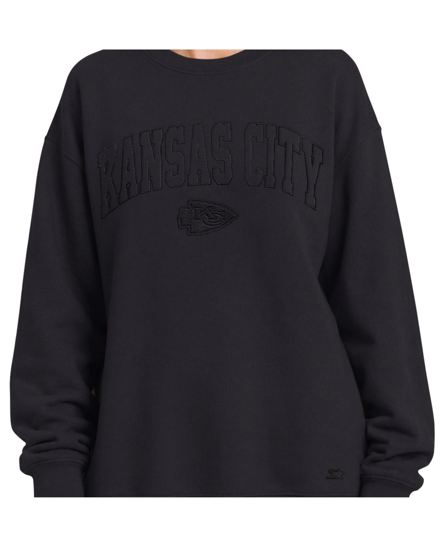 Women's Black Kansas City Chiefs Athleisure Oversized Fleece Sweatshirt