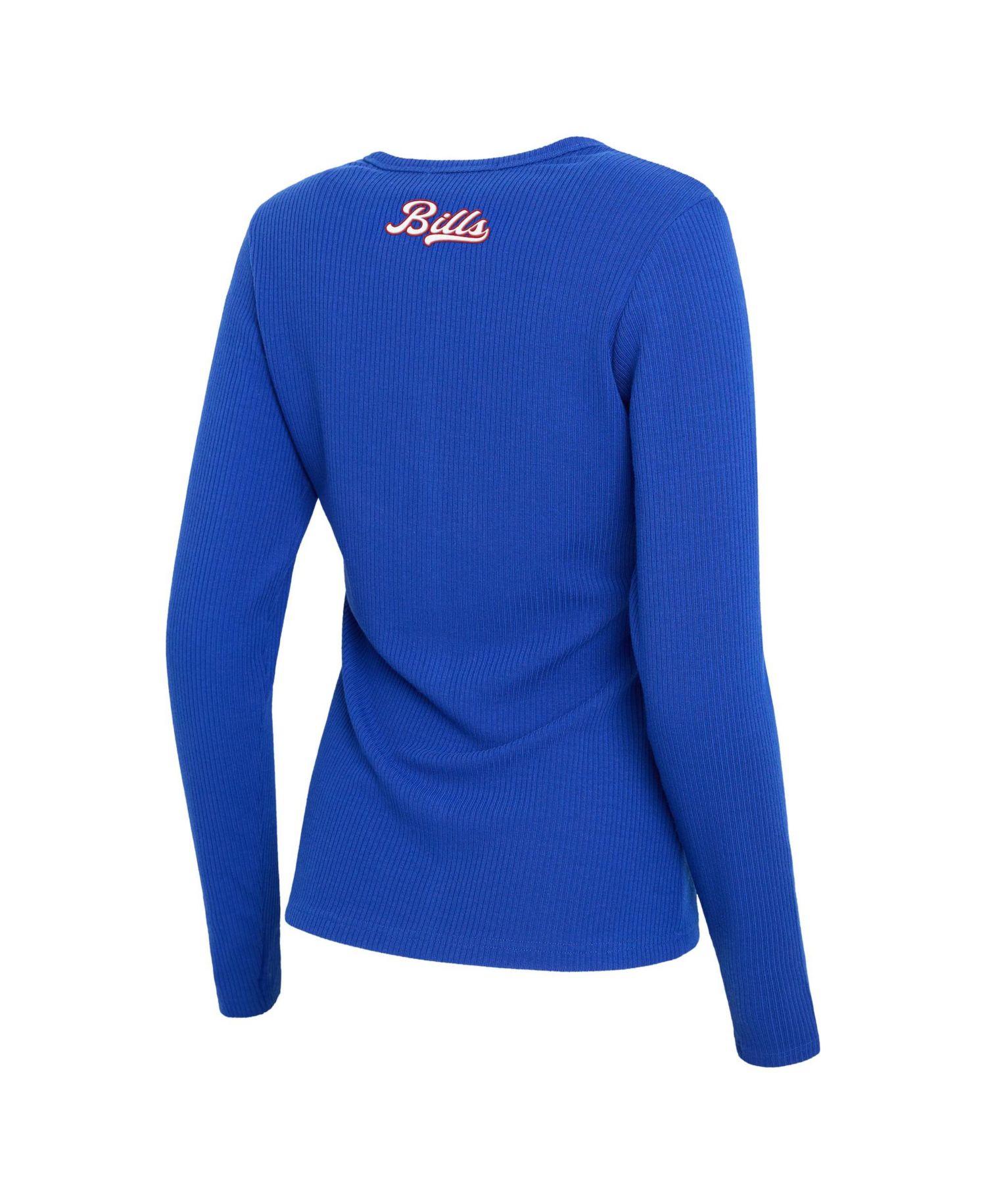 Women's Royal Buffalo Bills Ribbed Full-Button Cardigan Sweater