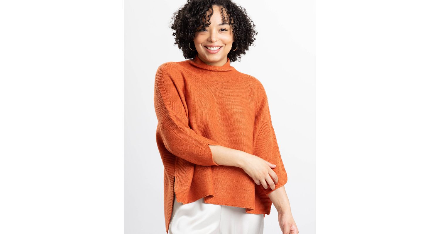 Women's Lori Turtleneck High-Low 3/4-Sleeve Sweater