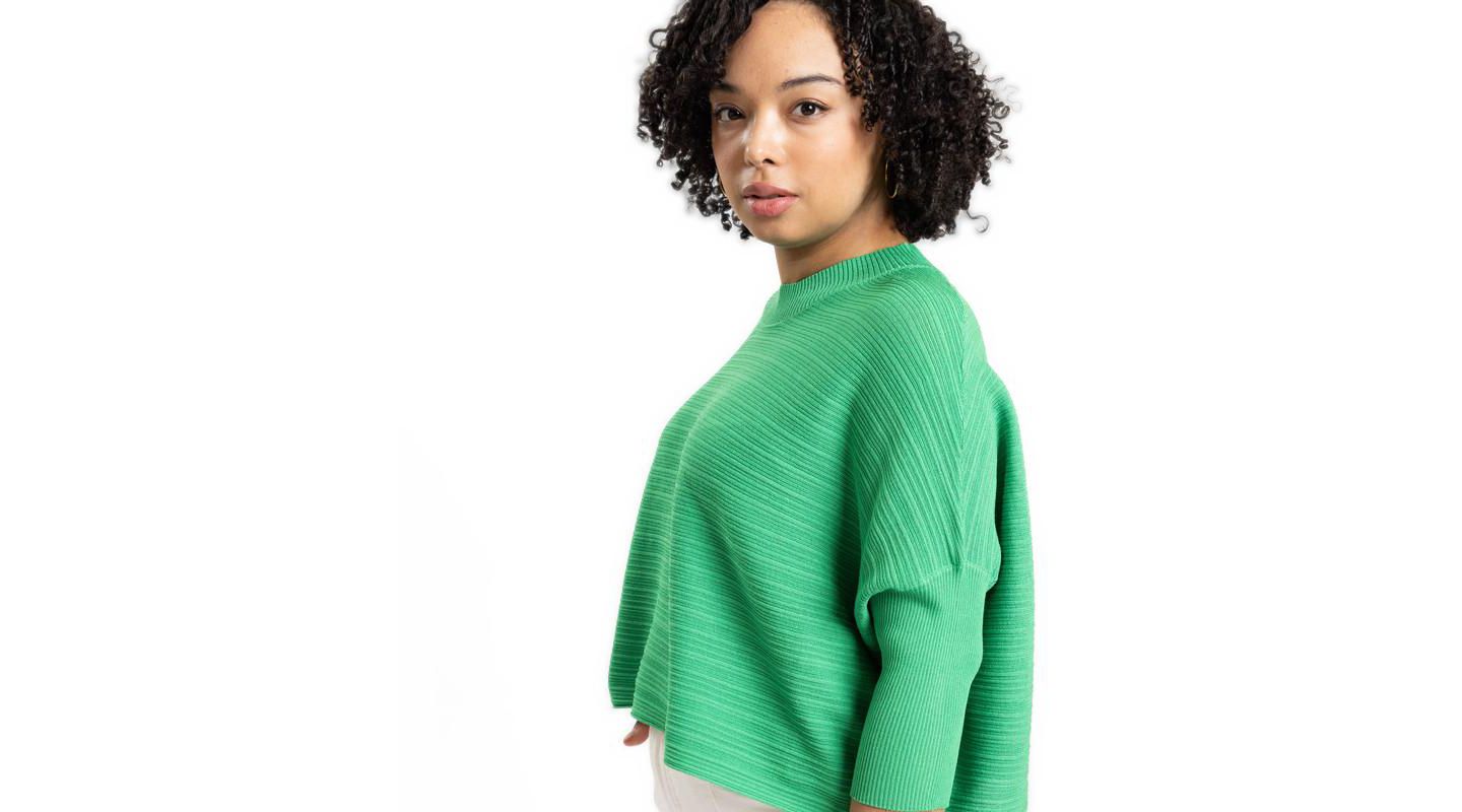Женский свитер Caldwell Collection Brooklyn Lightweight Textured Cropped, цвет: Изумрудный зелёный — фото 3