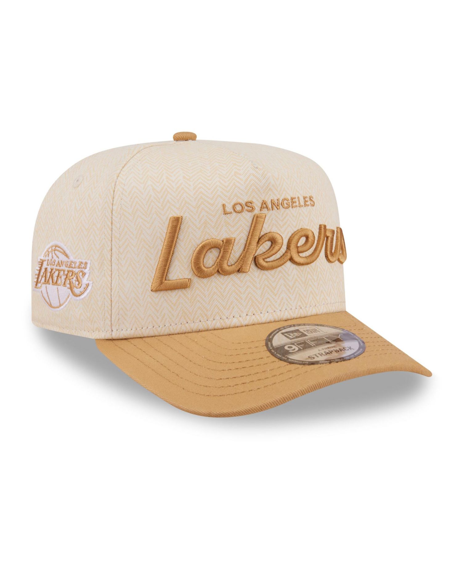 Men's Cream Los Angeles Lakers Herringbone 9FIFTY A-Frame Snapback Hat