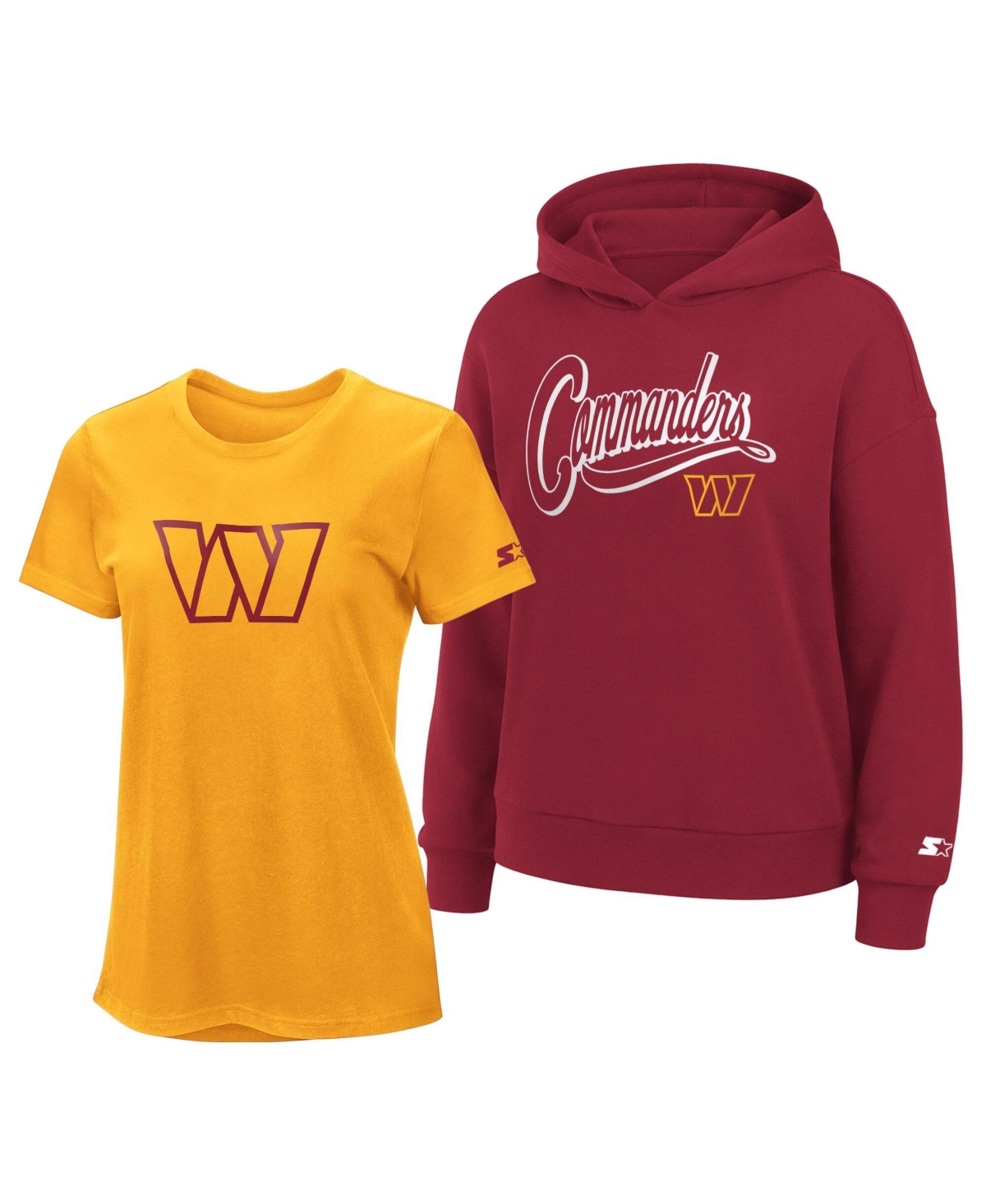 Starter Women's Washington Commanders Drop-Shoulder Hoodie and T-Shirt, 2-Piece Set