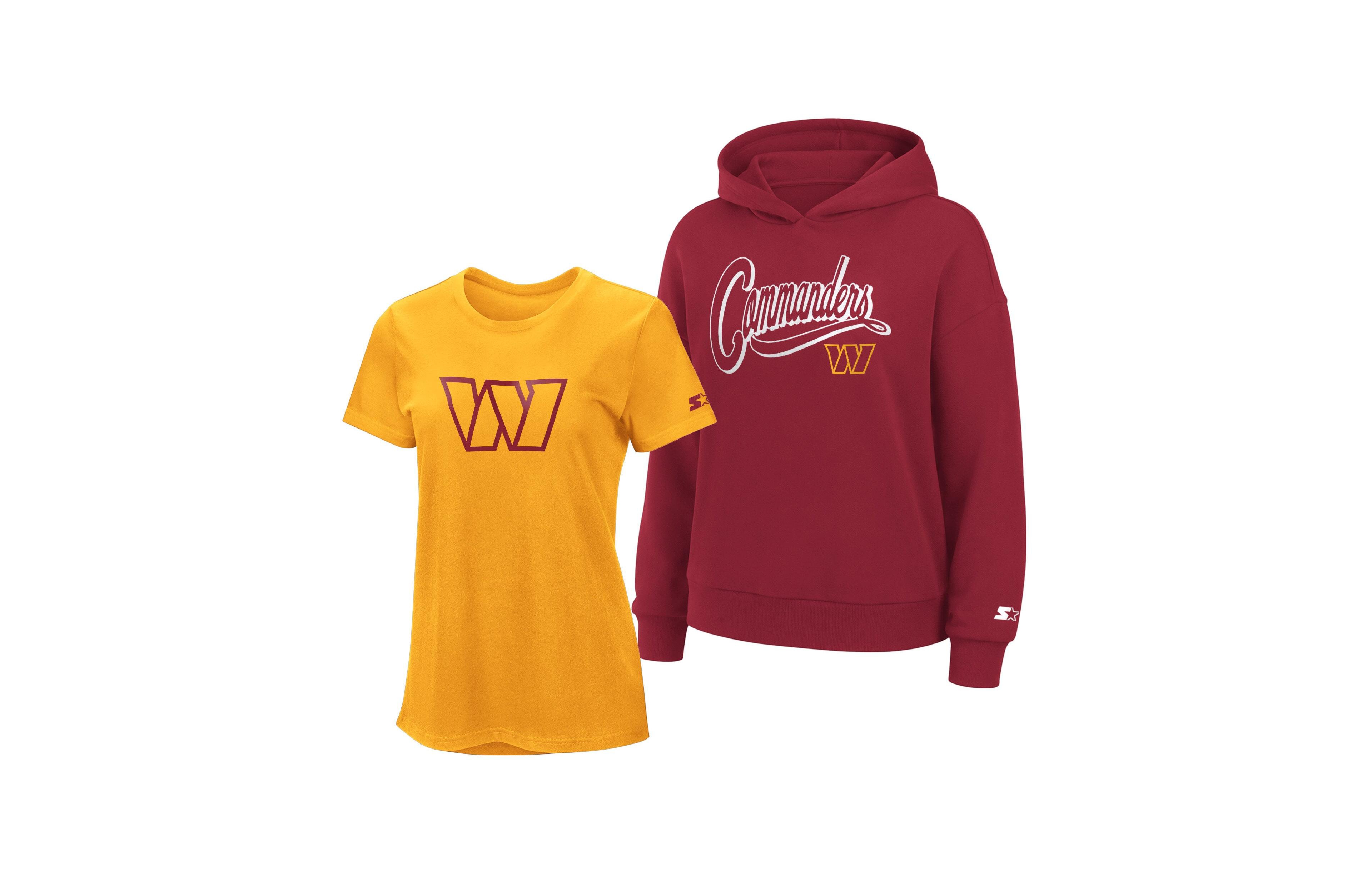 Starter Women's Washington Commanders Drop-Shoulder Hoodie and T-Shirt, 2-Piece Set
