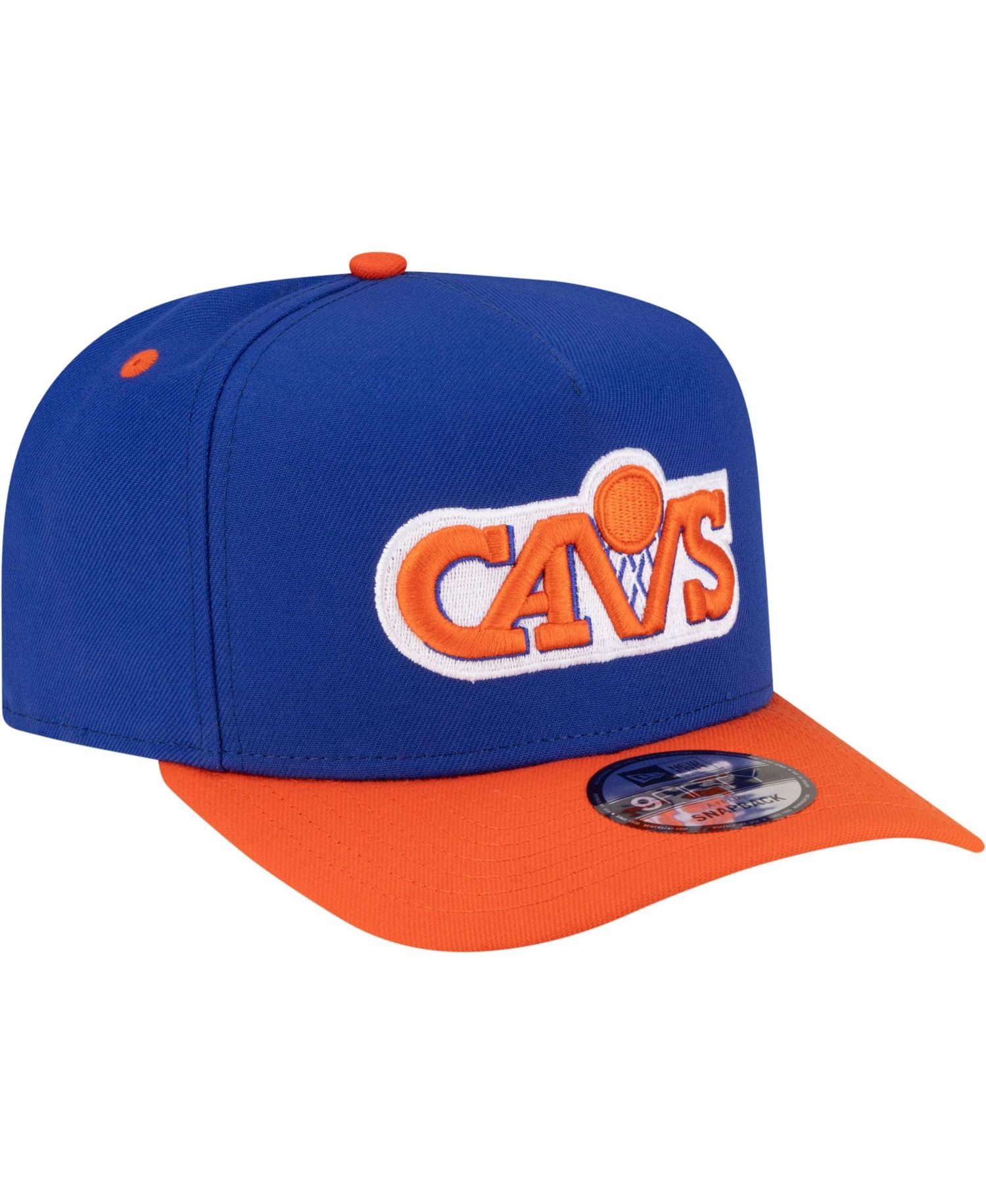 Men's Blue/Orange Cleveland Cavaliers 80s Throwback A-Frame 9FIFTY Snapback Hat