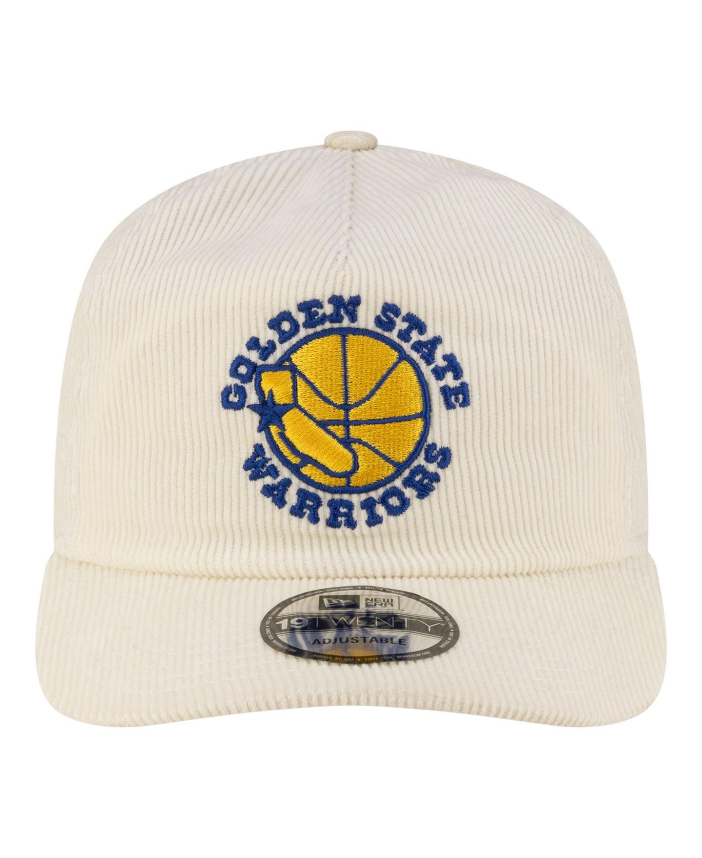 Мужская кепка New Era White Golden State Warriors 19TWENTY 80s Chrome Corduroy Adjustable Hat — фото 2