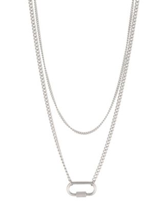 Women's Silver-Tone Carabiner Layered Necklace