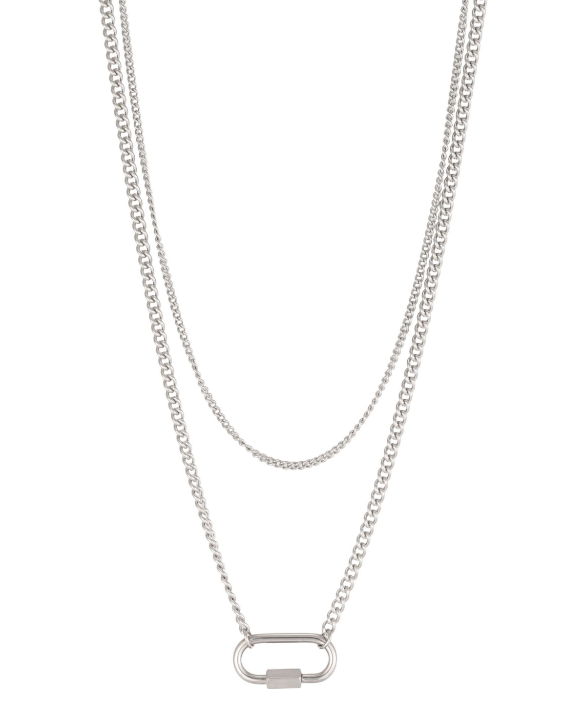 Adornia Women's Silver-Tone Carabiner Layered Necklace