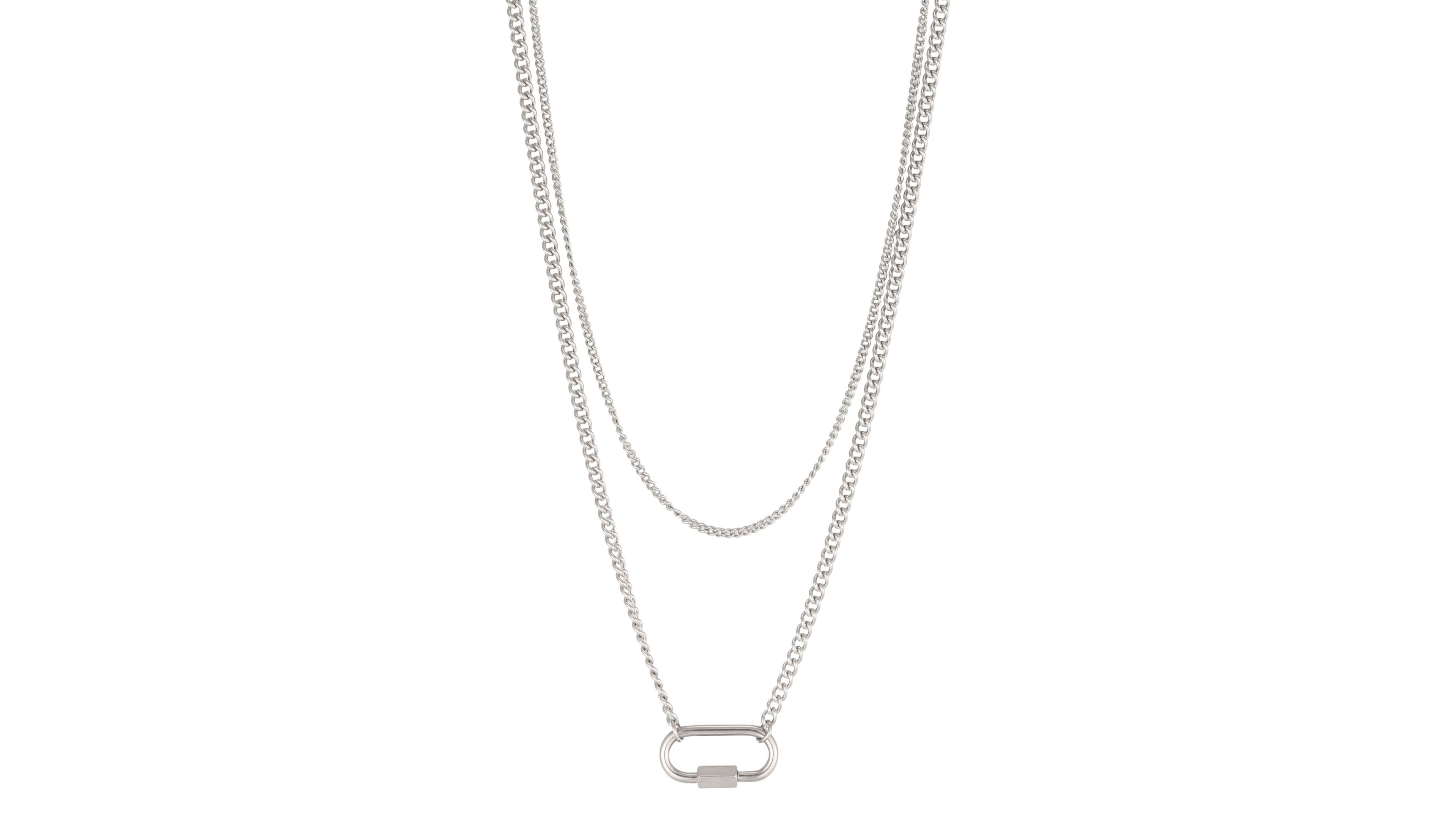 Adornia Women's Silver-Tone Carabiner Layered Necklace