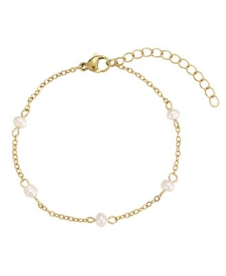 Freshwater Pearl Gold-Tone Station Adjustable Bracelet