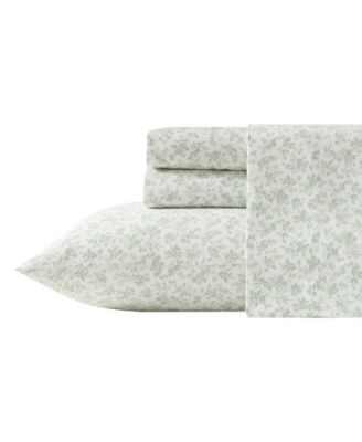 Floral Toile Cotton Flannel 4-Piece Sheet Set, Queen