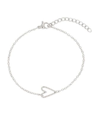 Adjustable Silver-Tone Heart Bracelet