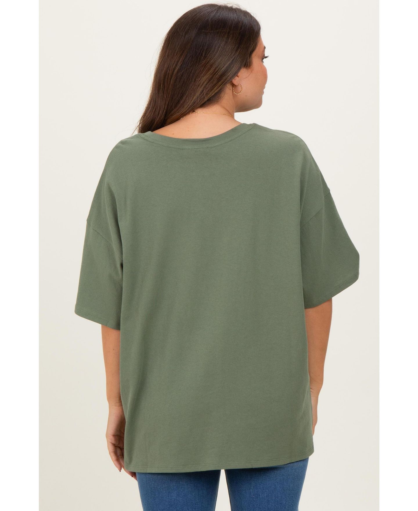 Женская футболка Pinkblush Maternity Oversized Short-Sleeve Crewneck Cotton, цвет: Светлый оливковый — фото 3