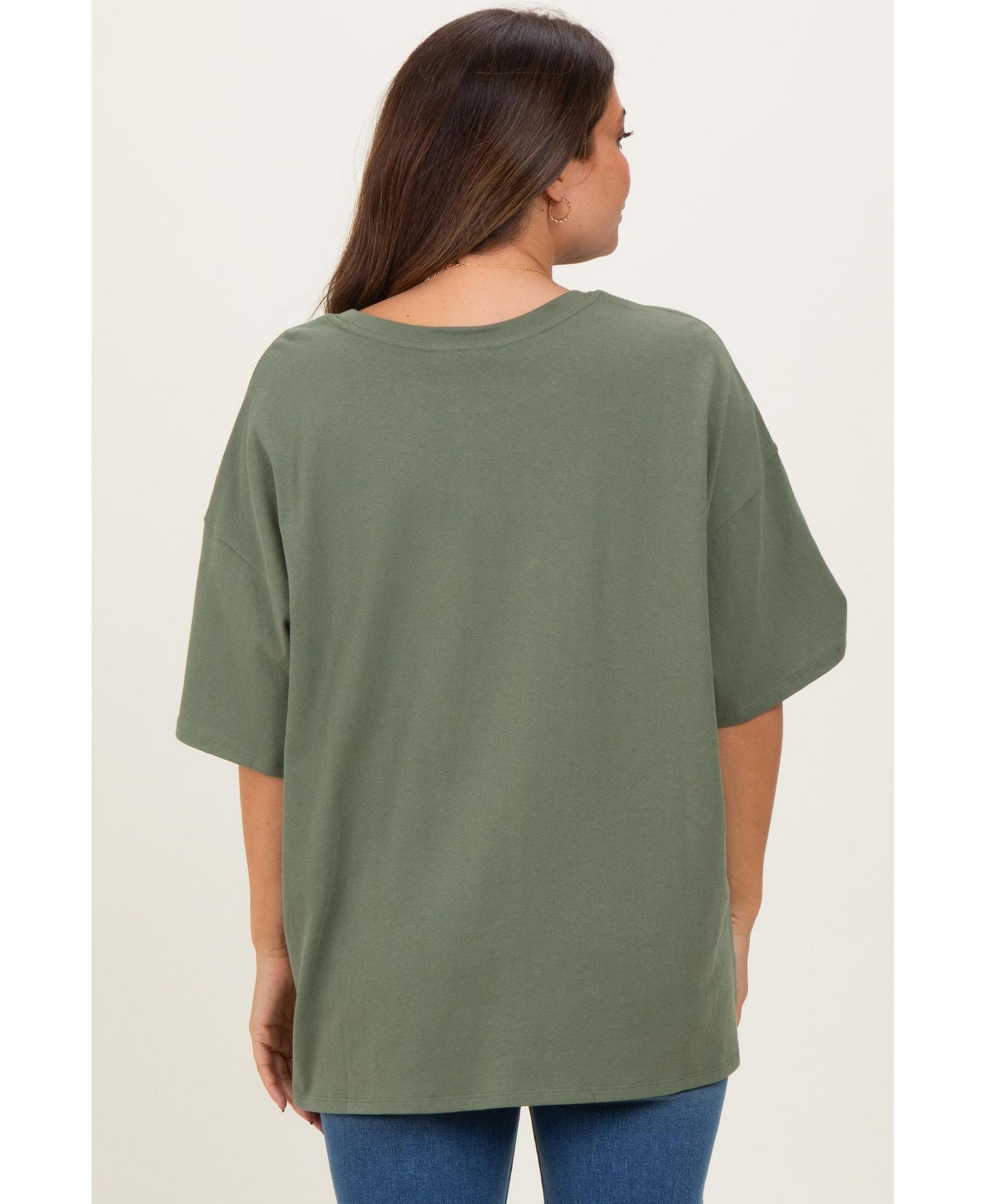 Maternity Oversized Short-Sleeve Crewneck Cotton T-Shirt